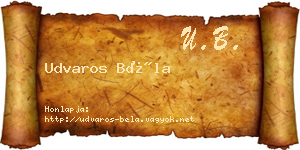 Udvaros Béla névjegykártya